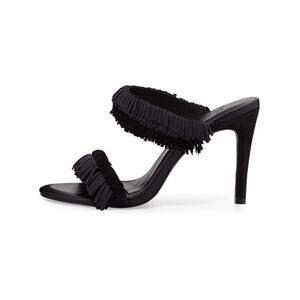 Joie Women's Poppi Black Fringe‎ Heeled Slip On Sandals Size 36